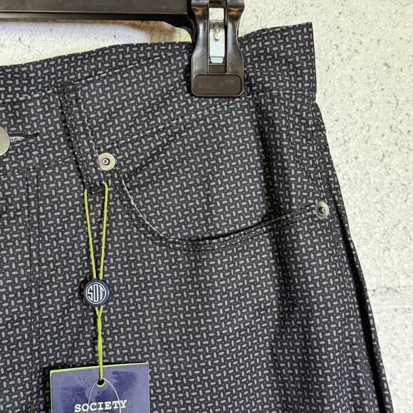 Society of Threads Men's Regular Fit Geo Print 5 Pocket Pants, Black 30R - Picture 5 of 8